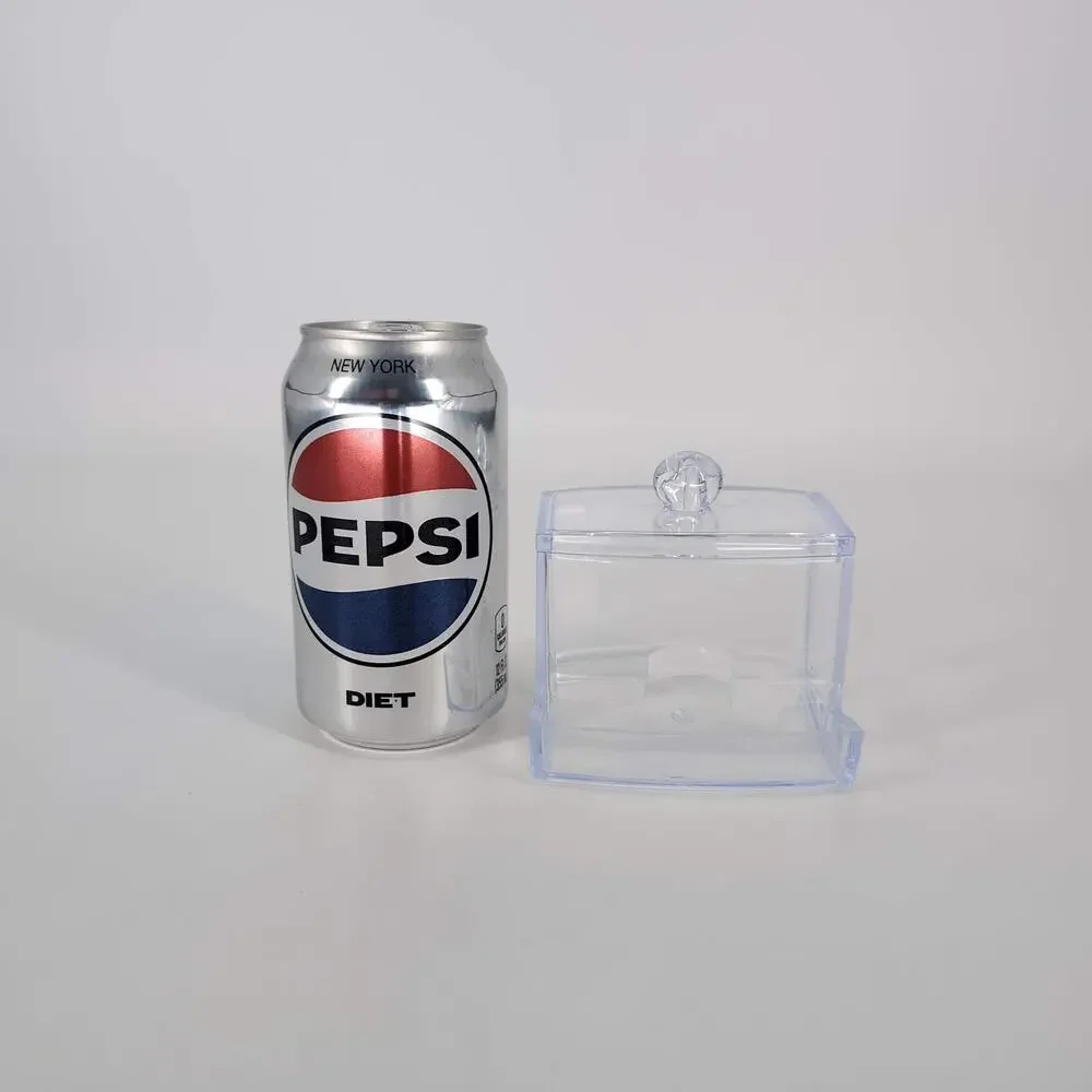 Clear Transparent See Through Acrylic Cotton Swab Dispenser Q Tip Storage Box